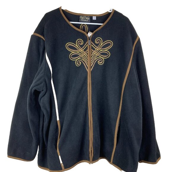 NWT Bob Mackie Women Plus 3X Wearable Art Embroidered Cardigan Sweater Zip Front - Picture 1 of 8